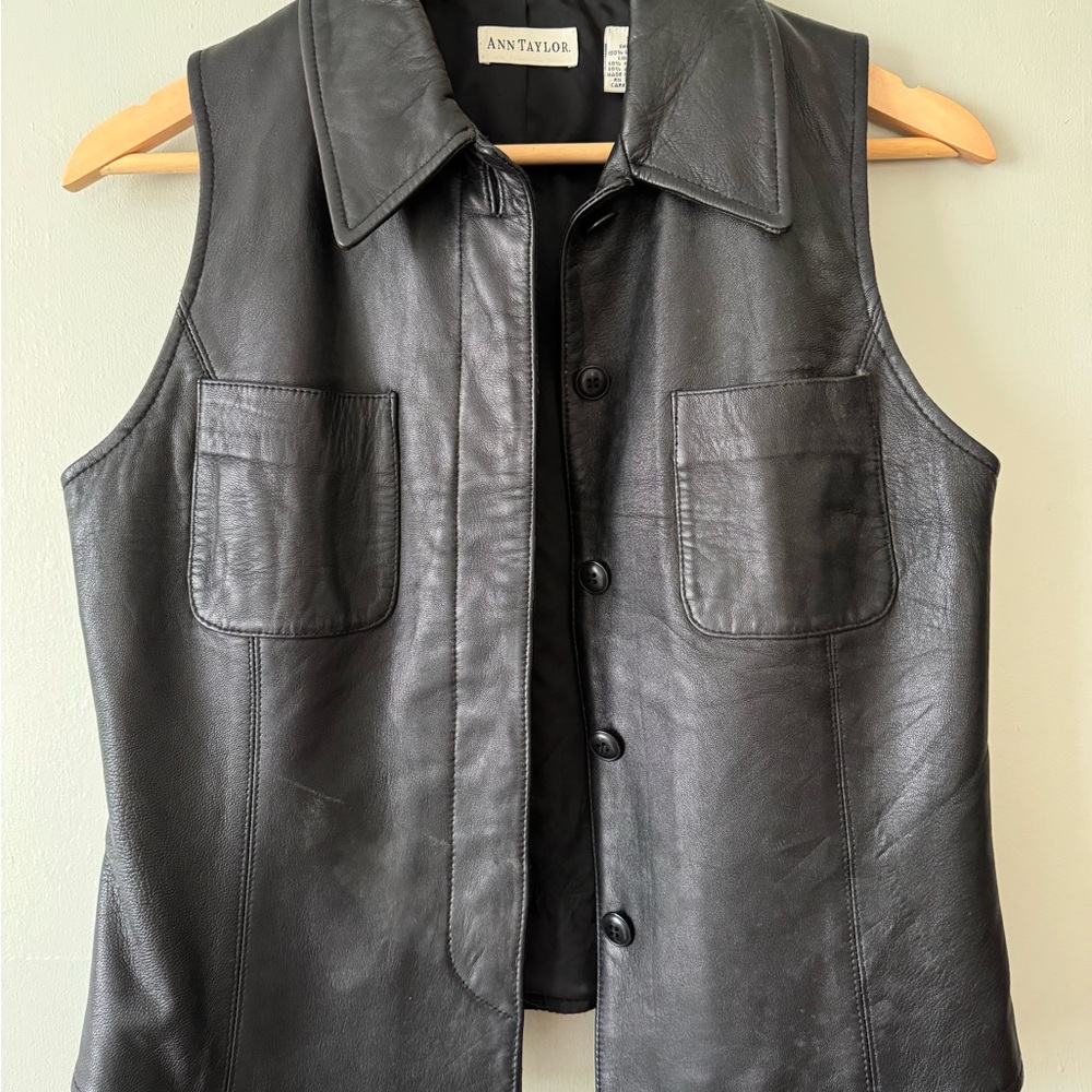 Ann Taylor Genuine Leather Vest – Black (Size S)